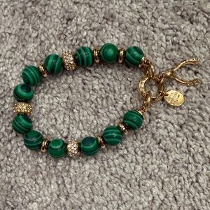 Henri Bendel Green and Gold Beaded Bracelet